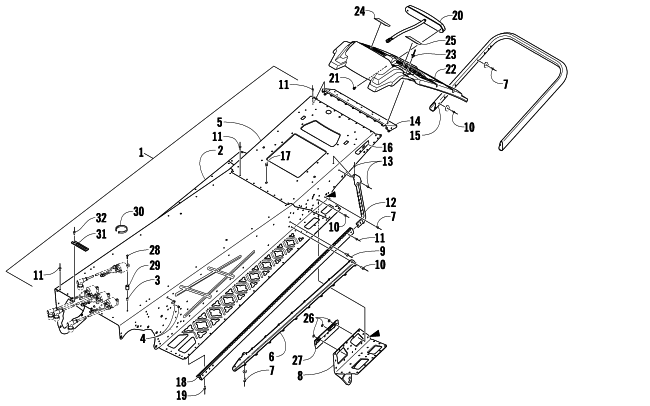 Parts Diagram for Arctic Cat 2009 CF1000 SNOWMOBILE TUNNEL, REAR BUMPER, AND TAILLIGHT ASSEMBLY