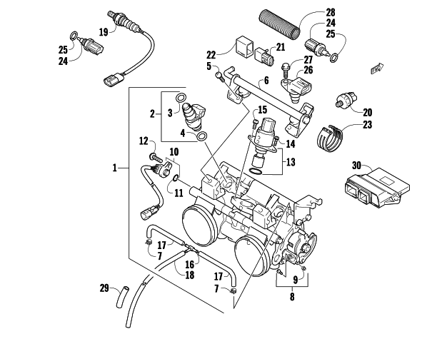 Parts Diagram for Arctic Cat 2009 Z1 1100 EFI SNOWMOBILE THROTTLE BODY ASSEMBLY