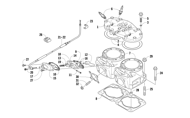Parts Diagram for Arctic Cat 2017 XF 8000 CROSS COUNTRY LTD ES 137 SNOWMOBILE CYLINDER AND HEAD ASSEMBLY