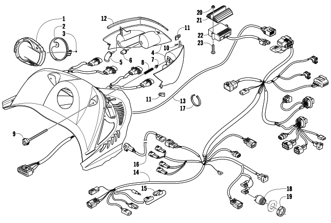 Parts Diagram for Arctic Cat 2009 M1000 162 SNO PRO SNOWMOBILE HEADLIGHT, INSTRUMENTS, AND WIRING ASSEMBLIES