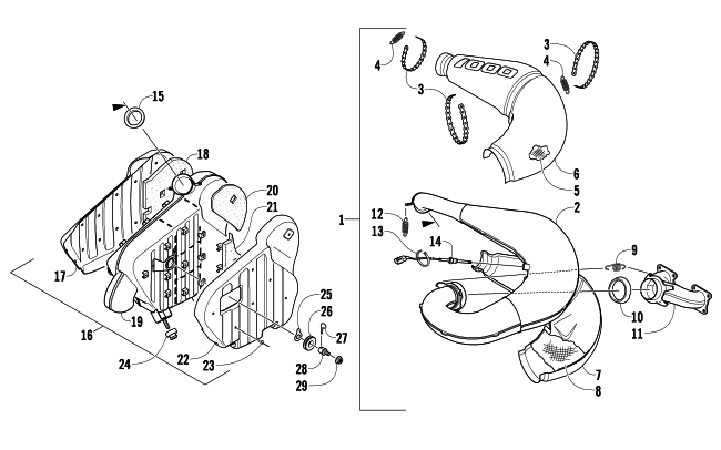 Parts Diagram for Arctic Cat 2009 CF1000 SNOWMOBILE EXHAUST ASSEMBLY