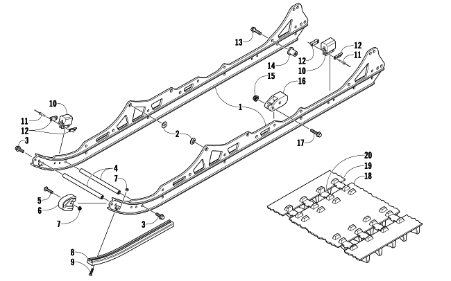 Parts Diagram for Arctic Cat 2009 BEARCAT 570 XT SNOWMOBILE SLIDE RAIL AND TRACK ASSEMBLY