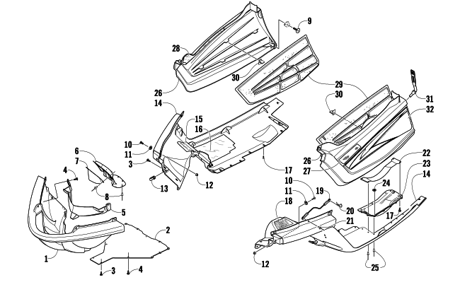 Parts Diagram for Arctic Cat 2009 CF8 SNOWMOBILE BELLY PAN ASSEMBLY