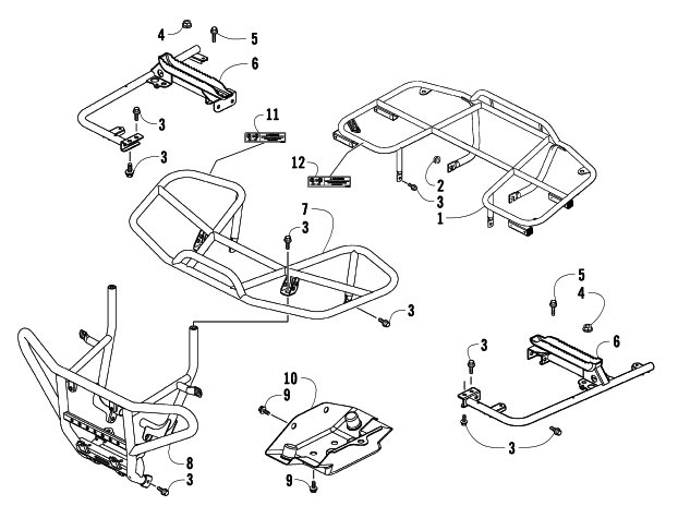 Parts Diagram for Arctic Cat 2009 250 UTILITY 2X4 AUTOMATIC ATV RACKS AND BUMPER ASSEMBLY
