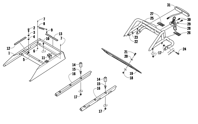 Parts Diagram for Arctic Cat 2009 BEARCAT 570 XT SNOWMOBILE REAR BUMPER, RACK RAIL, SNOWFLAP, AND TAILLIGHT ASSEMBLY