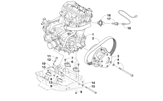 Parts Diagram for Arctic Cat 2013 TZ1 SNOWMOBILE ENGINE AND RELATED PARTS
