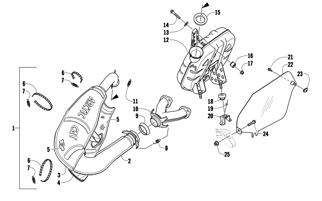 Parts Diagram for Arctic Cat 2011 F570 SNOWMOBILE EXHAUST ASSEMBLY