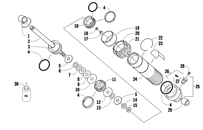 Parts Diagram for Arctic Cat 2009 CFR1000 SNOWMOBILE REAR SUSPENSION FRONT ARM SHOCK ABSORBER