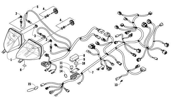 Parts Diagram for Arctic Cat 2009 TZ1 PARK SNOWMOBILE HEADLIGHT AND WIRING ASSEMBLIES