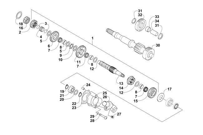 Parts Diagram for Arctic Cat 2011 TRV 700s H1 EFI ATV SECONDARY TRANSMISSION ASSEMBLY (Up to ENGINE SERIAL NO. 0264069)