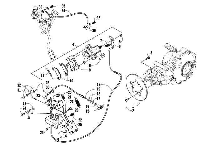 Parts Diagram for Arctic Cat 2009 PROWLER 700 XTX 4X4 ATV REAR AND PARKING BRAKE ASSEMBLY