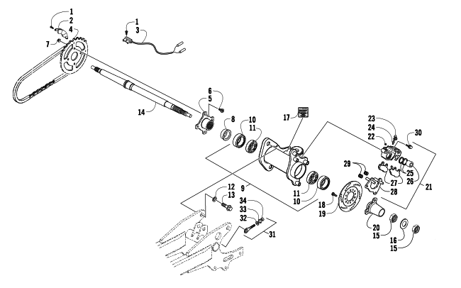 Parts Diagram for Arctic Cat 2009 150 UTILITY 2X4 AUTOMATIC ATV REAR AXLE AND BRAKE ASSEMBLY