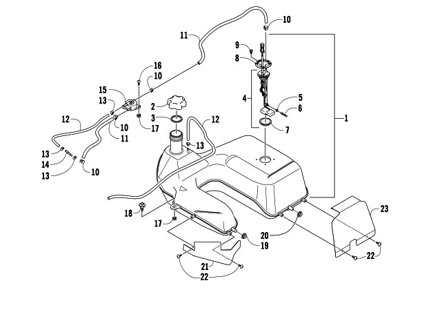 Parts Diagram for Arctic Cat 2008 650 H1 AUTOMATIC TRANSMISSION 4X4 FIS ATV GAS TANK ASSEMBLY