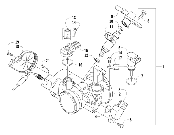 Parts Diagram for Arctic Cat 2012 700 MUD PRO ATV THROTTLE BODY ASSEMBLY