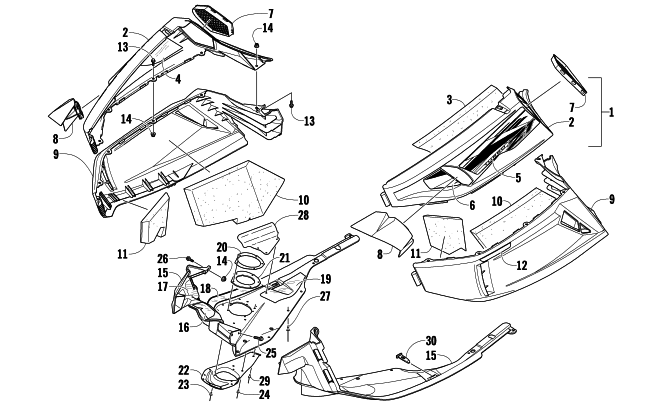 Parts Diagram for Arctic Cat 2009 Z1 TURBO LXR SNOWMOBILE SKID PLATE AND SIDE PANEL ASSEMBLY