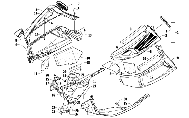 Parts Diagram for Arctic Cat 2009 Z1 TURBO SNO PRO SNOWMOBILE SKID PLATE AND SIDE PANEL ASSEMBLY