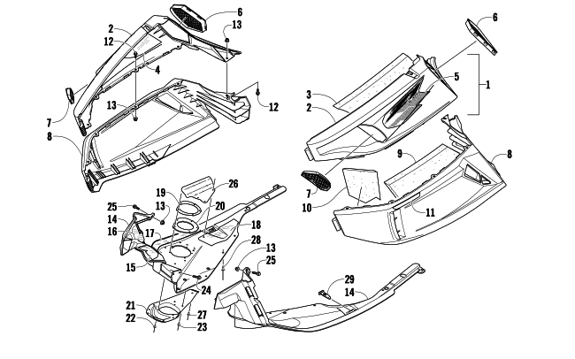 Parts Diagram for Arctic Cat 2009 Z1 1100 EFI LXR SNOWMOBILE SKID PLATE AND SIDE PANEL ASSEMBLY