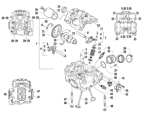 Parts Diagram for Arctic Cat 2009 700 TRV CRUISER ATV CYLINDER HEAD AND CAMSHAFT/VALVE ASSEMBLY
