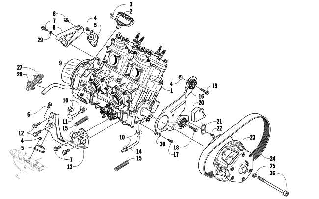 Parts Diagram for Arctic Cat 2009 F1000 SNO PRO SNOWMOBILE ENGINE AND RELATED PARTS