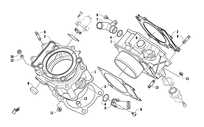 Parts Diagram for Arctic Cat 2009 1000 TRV CRUISER ATV CYLINDER ASSEMBLY