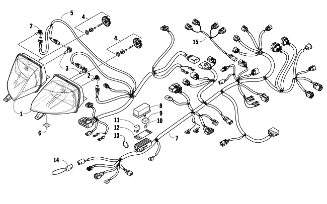 Parts Diagram for Arctic Cat 2009 Z1 TURBO LXR SNOWMOBILE HEADLIGHT AND WIRING ASSEMBLIES