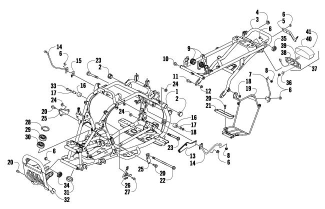 Parts Diagram for Arctic Cat 2009 300 DVX 2X4 AUTO SPORT ATV FRAME, TAILLIGHT, AND RELATED PARTS ASSEMBLY