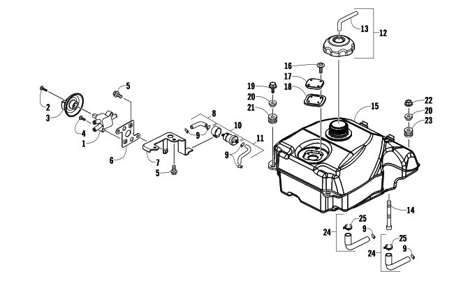 Parts Diagram for Arctic Cat 2014 300 DVX ATV GAS TANK ASSEMBLY