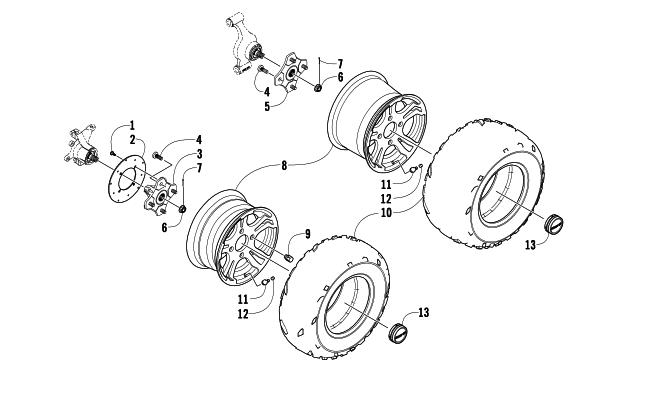 Parts Diagram for Arctic Cat 2010 TRV 1000 ATV WHEEL AND TIRE ASSEMBLY