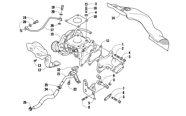 Parts Diagram for Arctic Cat 2010 Z1 TURBO LXR SNOWMOBILE TURBOCHARGER ASSEMBLY
