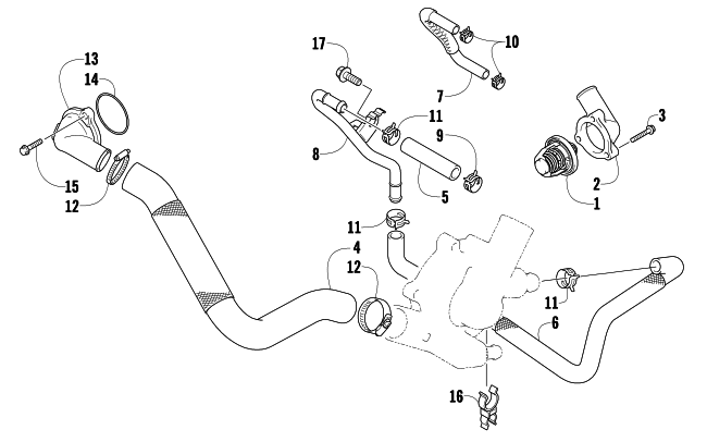 Parts Diagram for Arctic Cat 2013 M 1100 TURBO SNO PRO 162 SNOWMOBILE WATER HOSE ASSEMBLY
