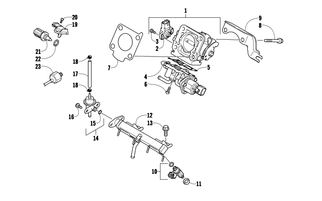 Parts Diagram for Arctic Cat 2013 M 1100 TURBO HCR SNOWMOBILE THROTTLE BODY ASSEMBLY