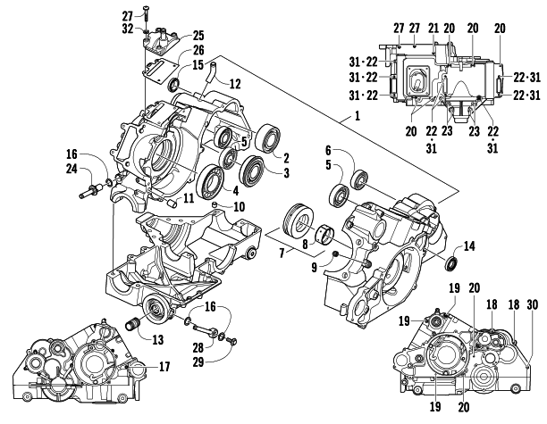 Parts Diagram for Arctic Cat 2009 1000 TRV CRUISER ATV CRANKCASE ASSEMBLY