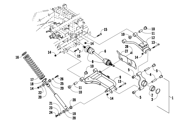 Parts Diagram for Arctic Cat 2009 PROWLER 550 4X4 FLATBED ATV REAR SUSPENSION ASSEMBLY