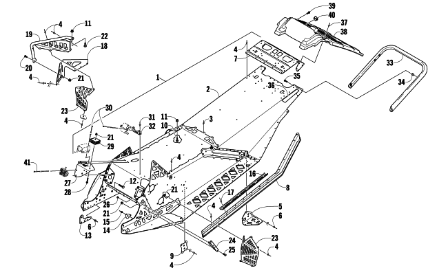 Parts Diagram for Arctic Cat 2009 600 SNO PRO CROSS COUNTRY SNOWMOBILE CHASSIS, REAR BUMPER, AND SNOWFLAP ASSEMBLY