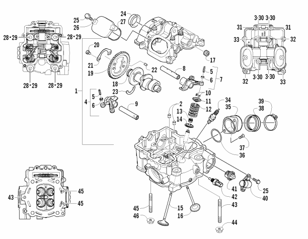 Parts Diagram for Arctic Cat 2010 550s H1 EFI ATV CYLINDER HEAD AND CAMSHAFT/VALVE ASSEMBLY