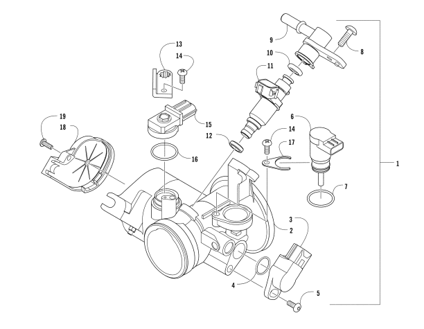 Parts Diagram for Arctic Cat 2009 PROWLER 550 4X4 FLATBED ATV THROTTLE BODY ASSEMBLY