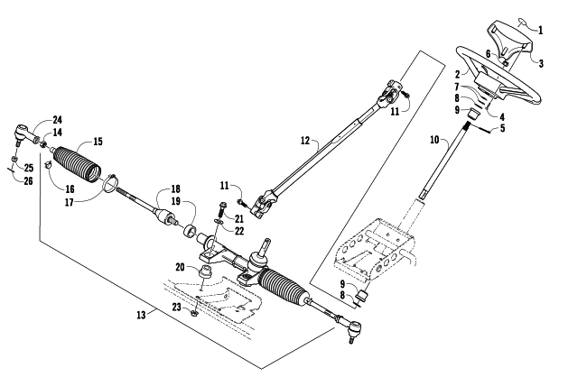 Parts Diagram for Arctic Cat 2009 PROWLER 700 XT 4X4 ATV STEERING ASSEMBLY