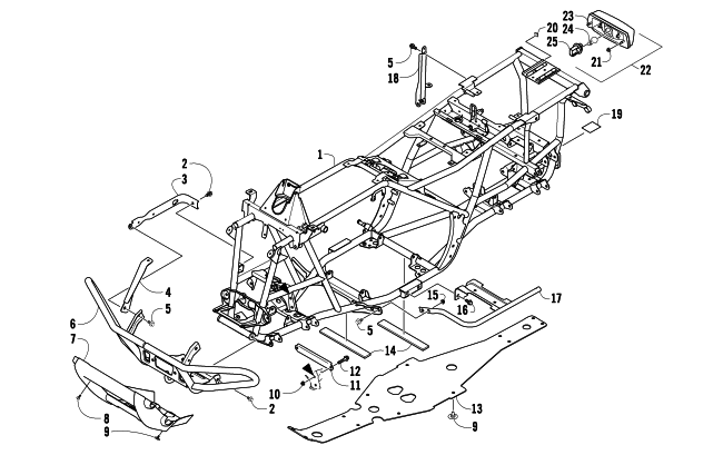 Parts Diagram for Arctic Cat 2009 650 TBX ATV FRAME, TAILLIGHT, AND RELATED PARTS