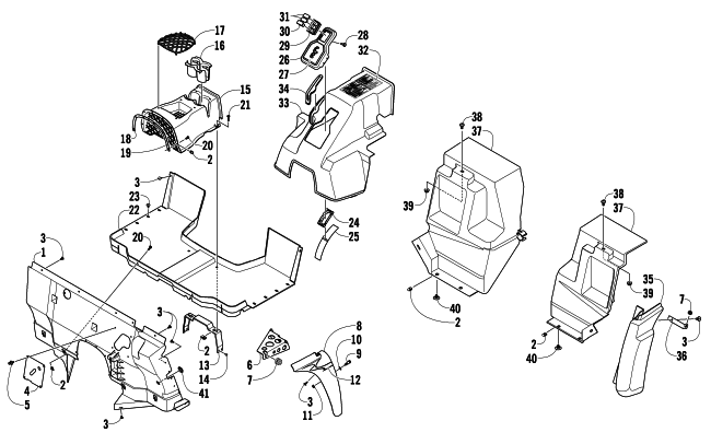 Parts Diagram for Arctic Cat 2009 PROWLER 1000 XTZ 4X4 ATV CONSOLE AND FLOOR PANEL ASSEMBLY