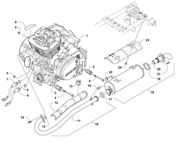 Parts Diagram for Arctic Cat 2009 366 4X4 AUTOMATIC ATV ENGINE AND EXHAUST