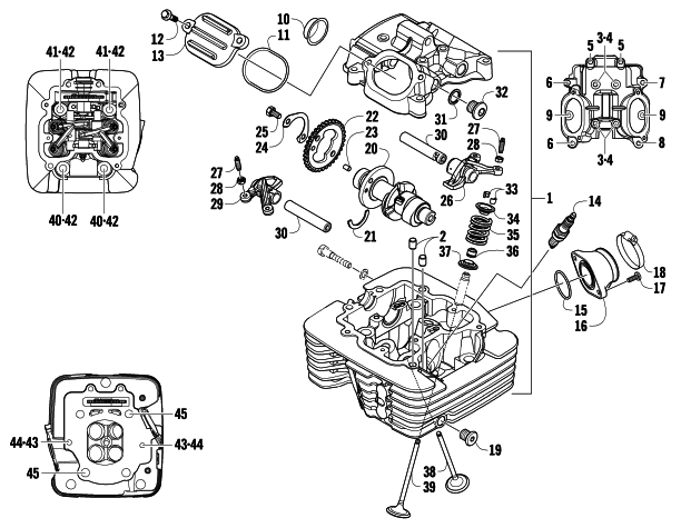 Parts Diagram for Arctic Cat 2009 366 4X4 AUTOMATIC ATV CYLINDER HEAD AND CAMSHAFT/VALVE ASSEMBLY