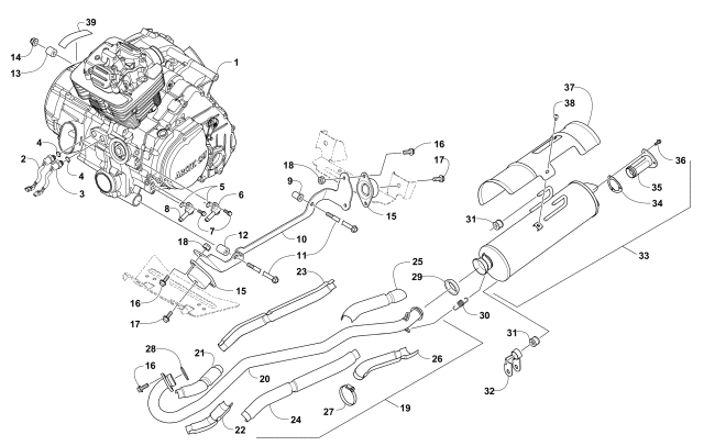 Parts Diagram for Arctic Cat 2011 TRV 400 ATV ENGINE AND EXHAUST