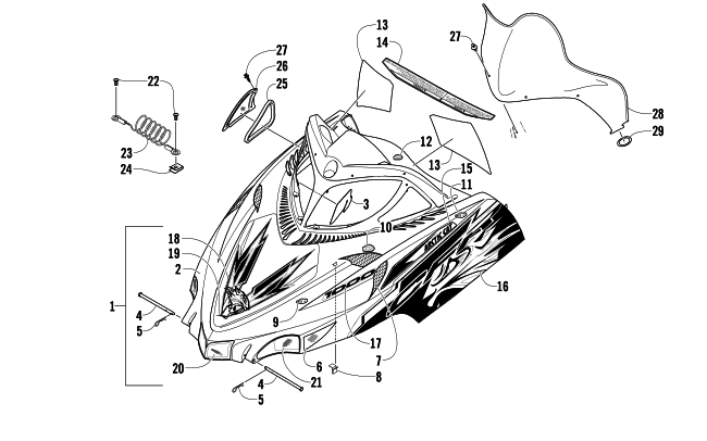 Parts Diagram for Arctic Cat 2010 CFR1000 SNOWMOBILE HOOD AND WINDSHIELD ASSEMBLY