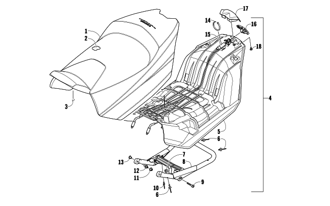 Parts Diagram for Arctic Cat 2010 F5 LXR (S2010F5CLXUSG) SNOWMOBILE SEAT ASSEMBLY