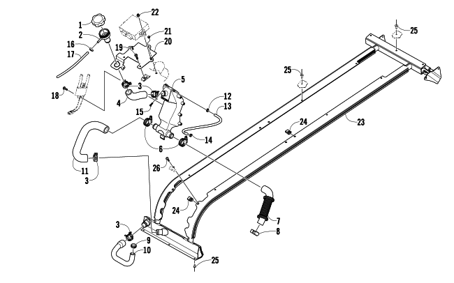 Parts Diagram for Arctic Cat 2014 F5 SNOWMOBILE COOLING ASSEMBLY