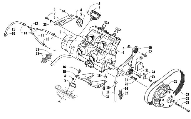 Parts Diagram for Arctic Cat 2010 F5 LXR (S2010F5CLXUSG) SNOWMOBILE ENGINE AND RELATED PARTS