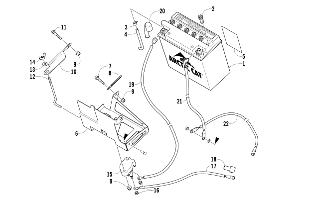 Parts Diagram for Arctic Cat 2013 F5 SNOWMOBILE BATTERY AND TRAY ASSEMBLY