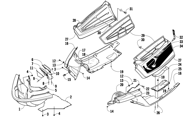Parts Diagram for Arctic Cat 2010 CFR8 SNOWMOBILE BELLY PAN ASSEMBLY