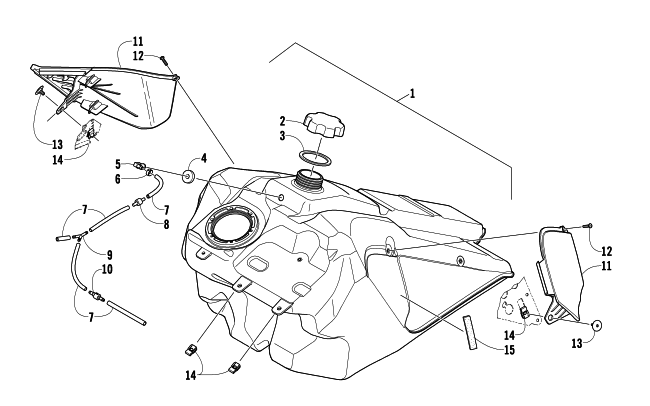 Parts Diagram for Arctic Cat 2010 F5 LXR (S2010F5CLXUSG) SNOWMOBILE GAS TANK ASSEMBLY