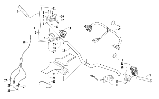 Parts Diagram for Arctic Cat 2014 T570 SNOWMOBILE HANDLEBAR AND CONTROLS